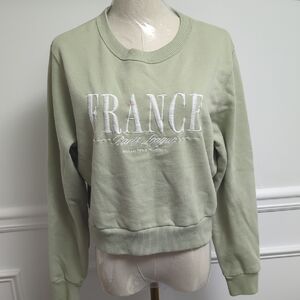 Hollister Green Boxy Crop Sweatshirt Relaxed Fit Size M